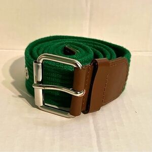 Pre-Owned 100% Acrylic Green w/ Faux Leather Men’s Belt - Size XL